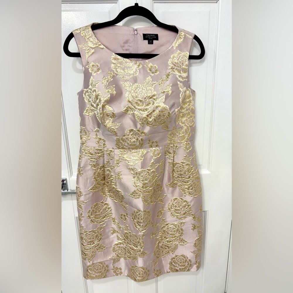 Tahari Gold Floral Mini Dress